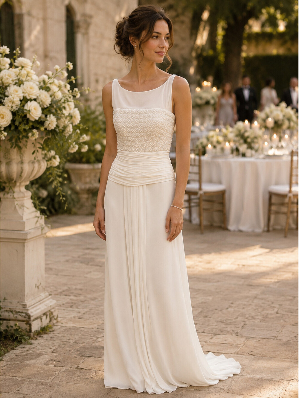 J Mendel Beaded Wedding Dress Floor Length Size IT 42/ US 6